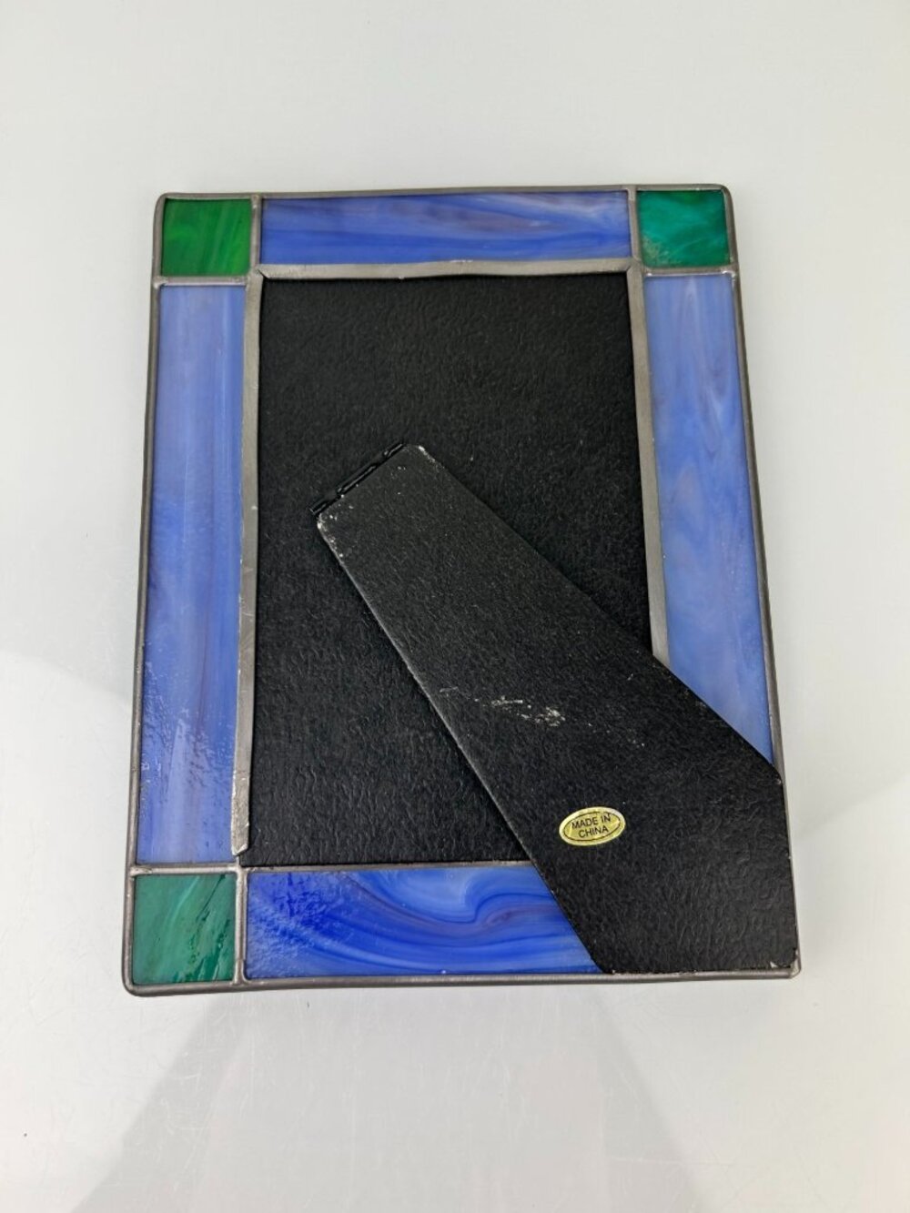 Vintage Stained Glass & Metal Picture Frame Blue Green Silver Home Decor - Picture 8 of 16